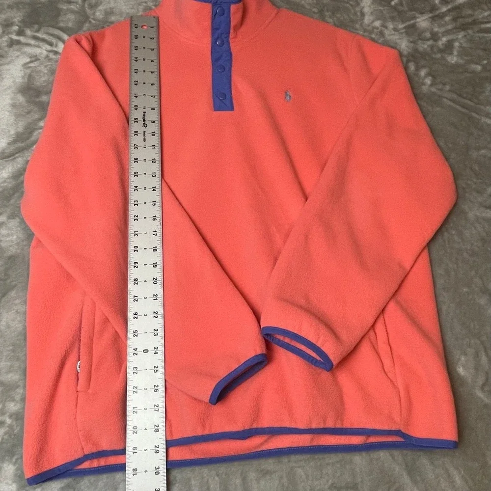Polo Ralph Lauren‎ Fleece Pullover Snap Neck Sweatshirt Coral Blue XL
